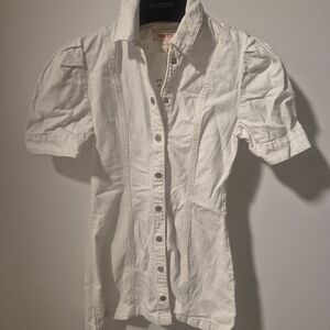 White Button-Up Mini Dress by Longstaff